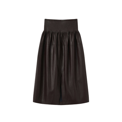 Faux leather midi skirt
