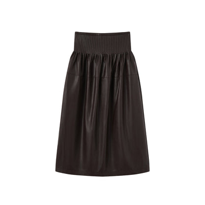 Faux leather midi skirt