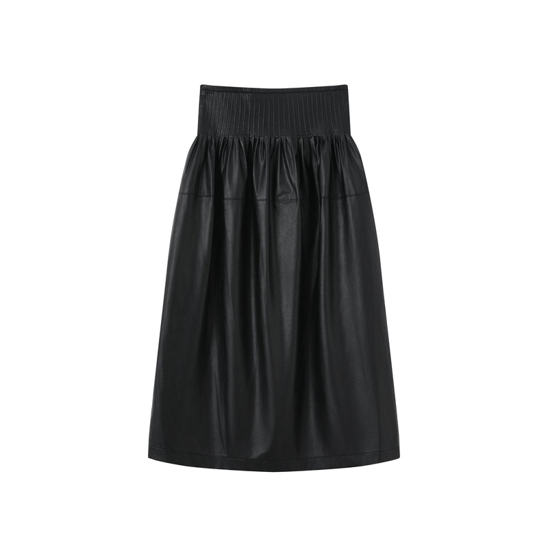 Faux leather midi skirt