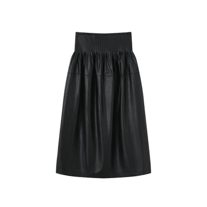 Faux leather midi skirt