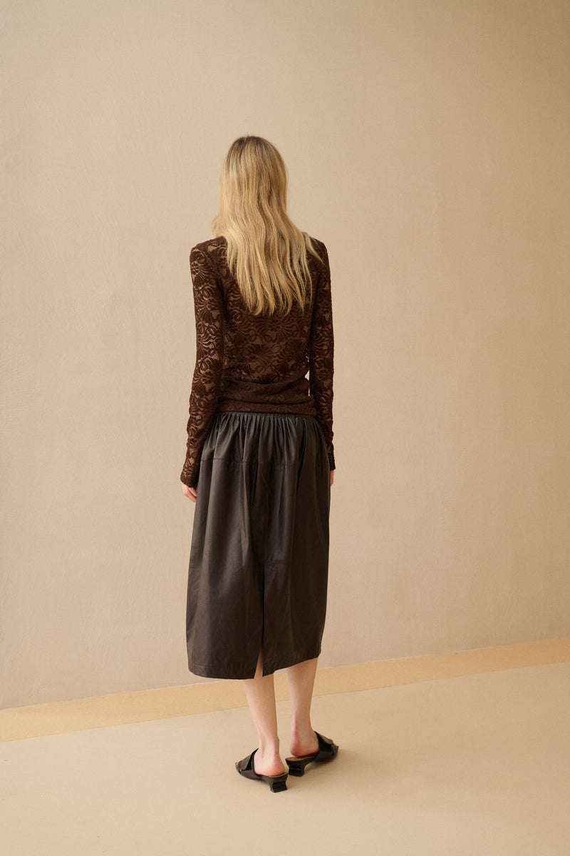 Faux leather midi skirt