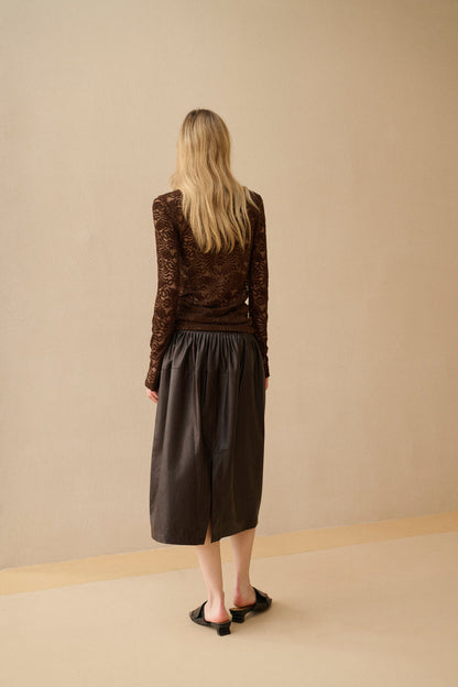 Faux leather midi skirt