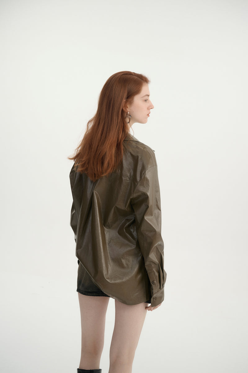 Faux leather shirt