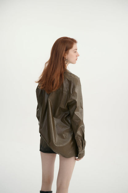 Faux leather shirt