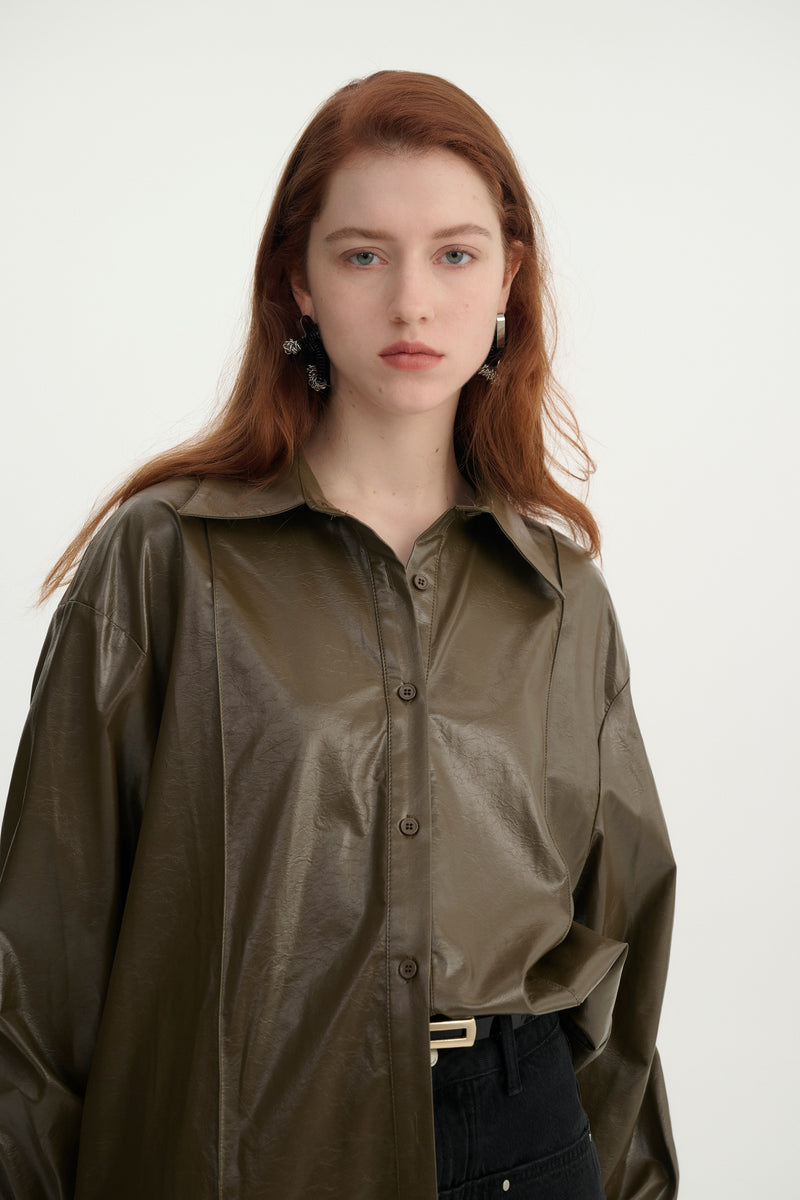 Faux leather shirt