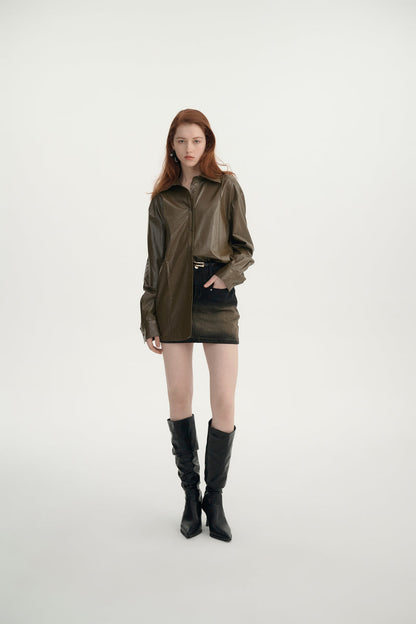 Faux leather shirt