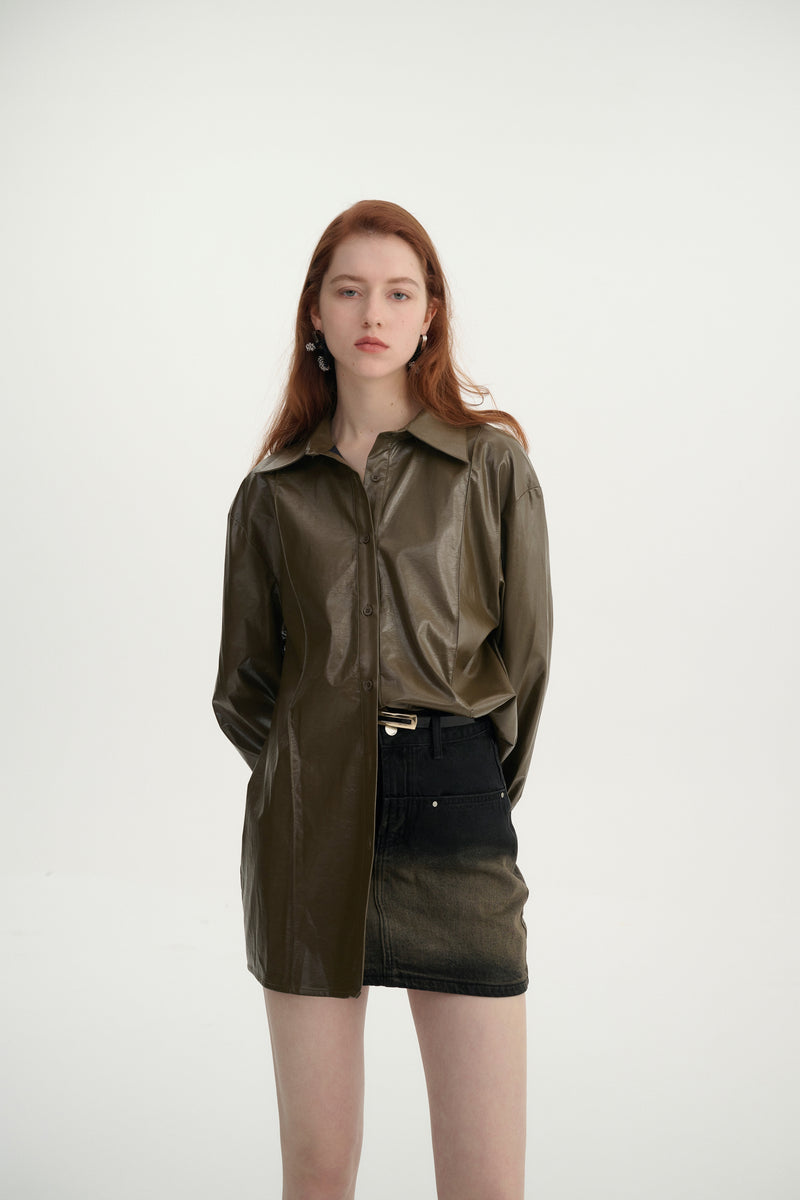 Faux leather shirt