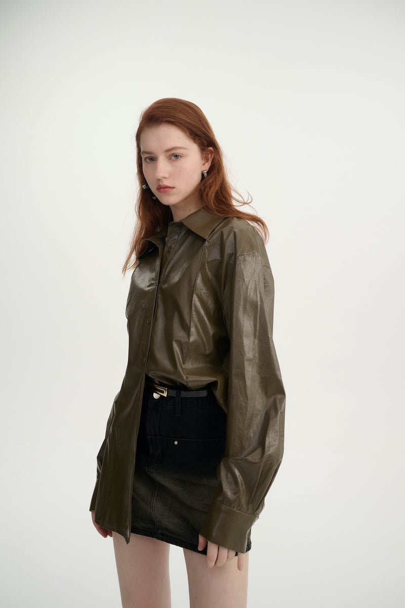 Faux leather shirt