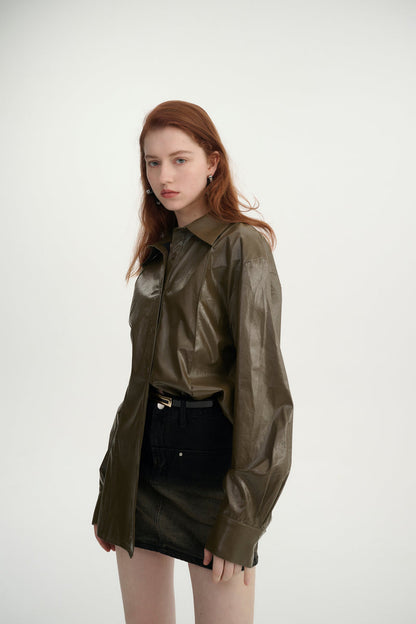 Faux leather shirt