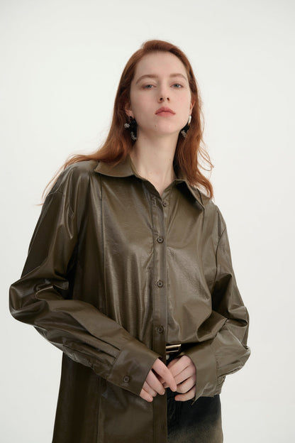 Faux leather shirt