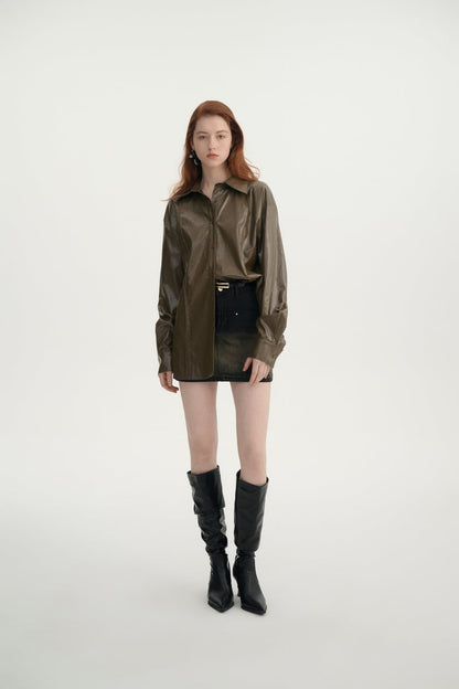 Faux leather shirt