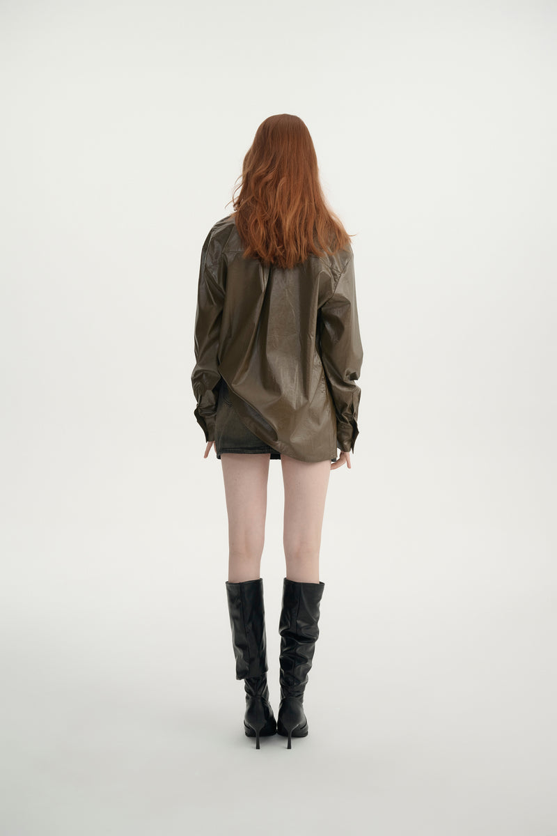 Faux leather shirt