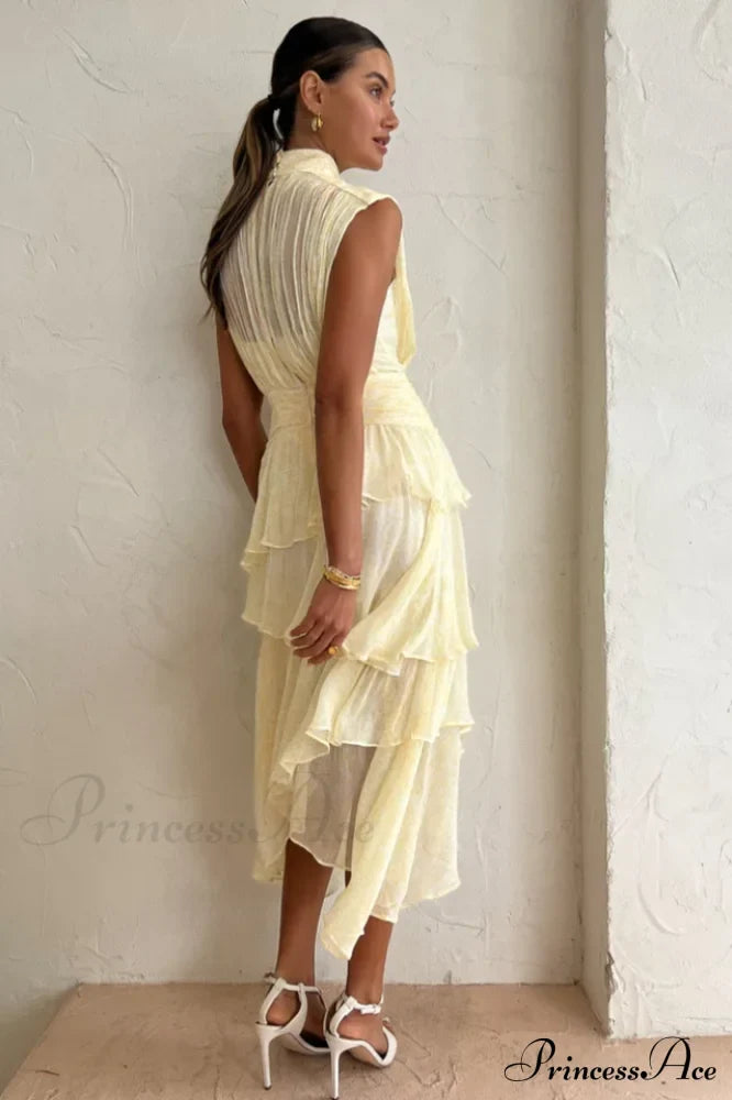 Faye Sleeveless Stylish Ruched Midi Dress