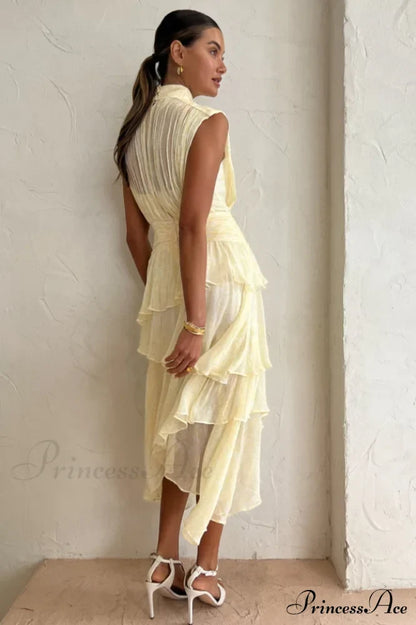 Faye Sleeveless Stylish Ruched Midi Dress