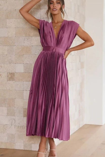 Female Loose Zipper Trendy Pleated Party Dress