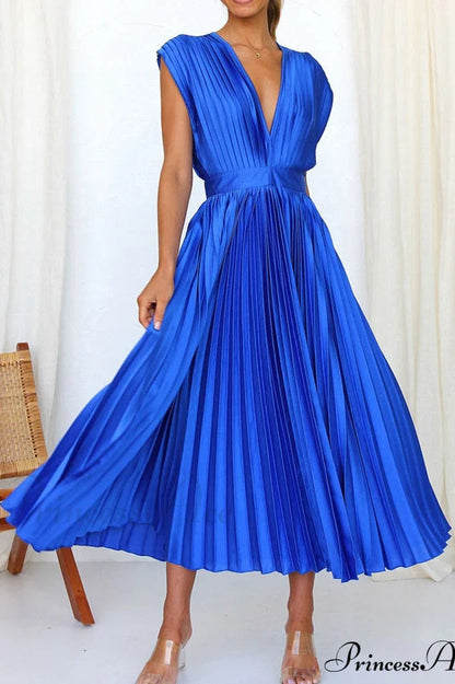 Female Loose Zipper Trendy Pleated Party Dress