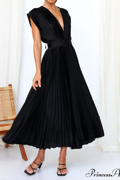 Female Loose Zipper Trendy Pleated Party Dress