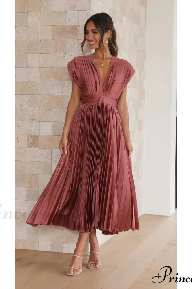 Female Loose Zipper Trendy Pleated Party Dress