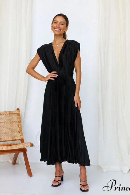 Female Loose Zipper Trendy Pleated Party Dress