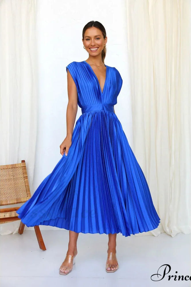 Female Loose Zipper Trendy Pleated Party Dress