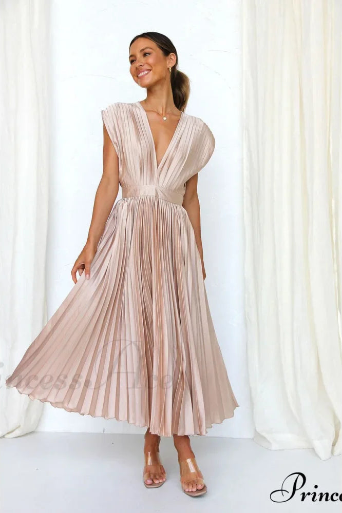 Female Loose Zipper Trendy Pleated Party Dress