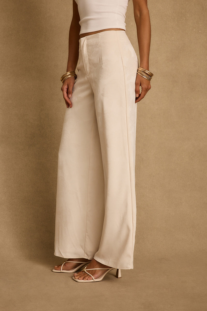 Finnian Ivory Jacquard Trousers