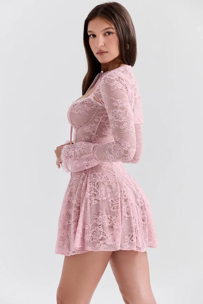 Fleuré Rosé Lace Two-Piece Set
