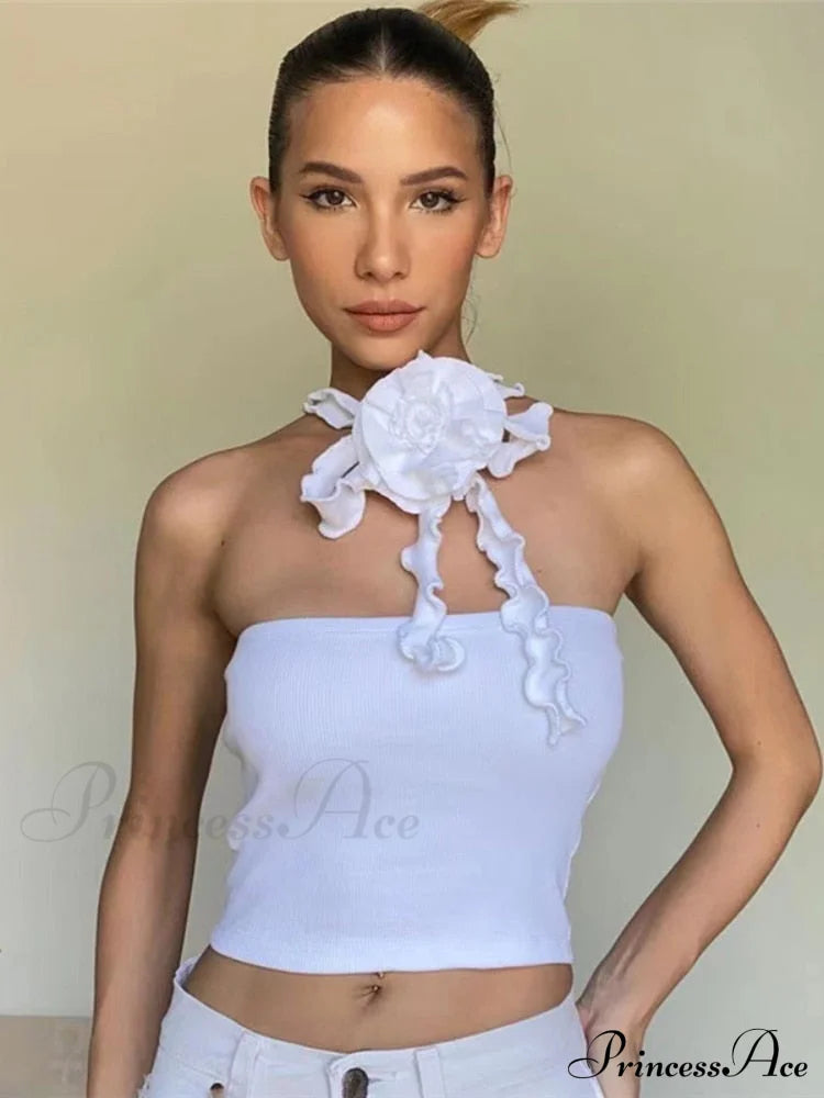 Floral Frill Strappy Wrap Around Crop Top Free From Label