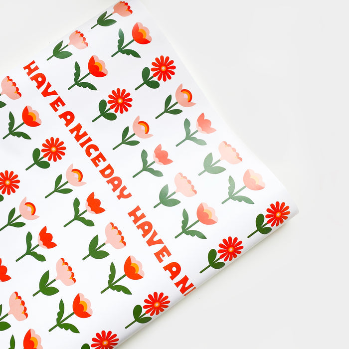 Flowers in a Line Wrapping Paper Sheets | Floral Gift Wrap Sheets | Set of 3 Gift Wrap Sheets | Have A Nice Day Gift Wrapping | Golden Rule Gallery | Excelsior, MN