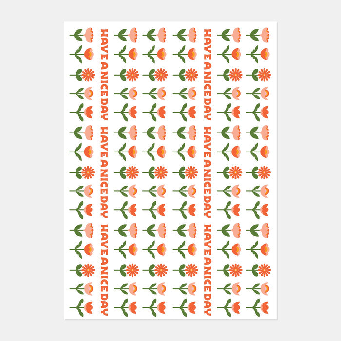 Flowers in a Line Wrapping Paper Sheets | Floral Gift Wrap Sheets | Set of 3 Gift Wrap Sheets | Have A Nice Day Gift Wrapping | Golden Rule Gallery | Excelsior, MN