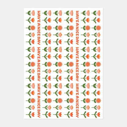 Flowers in a Line Wrapping Paper Sheets | Floral Gift Wrap Sheets | Set of 3 Gift Wrap Sheets | Have A Nice Day Gift Wrapping | Golden Rule Gallery | Excelsior, MN