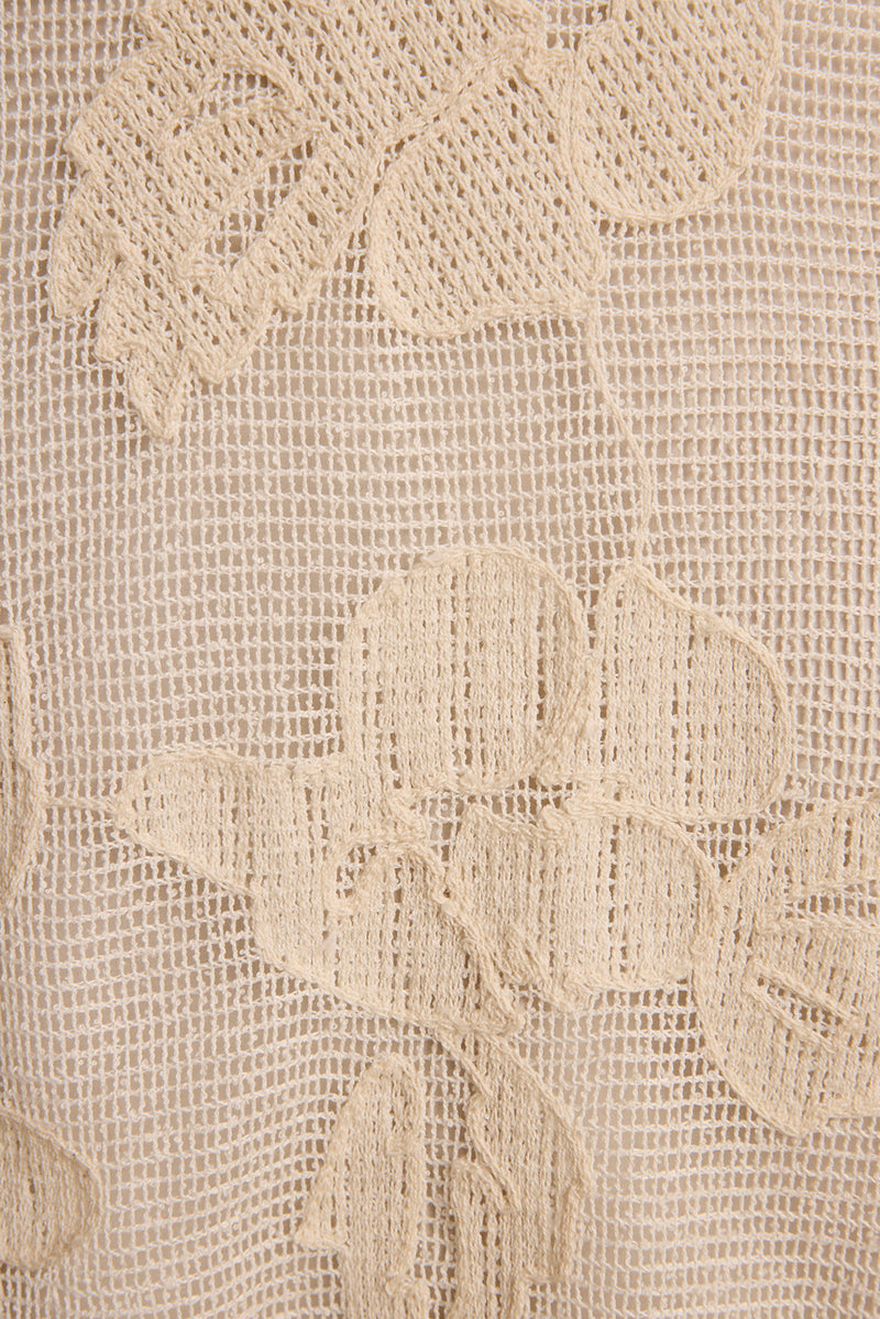 Fontaine Ivory Jacquard Fringe Midi Dress