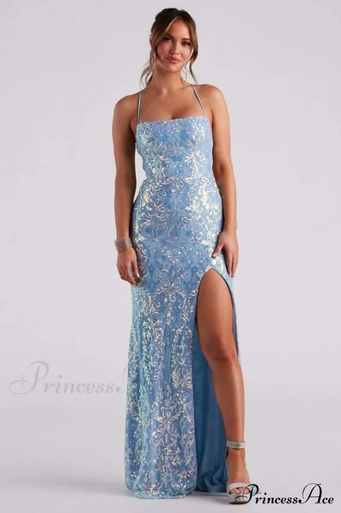 Kinsley Formal Stylish Sequin Mermaid Dress S / Blue