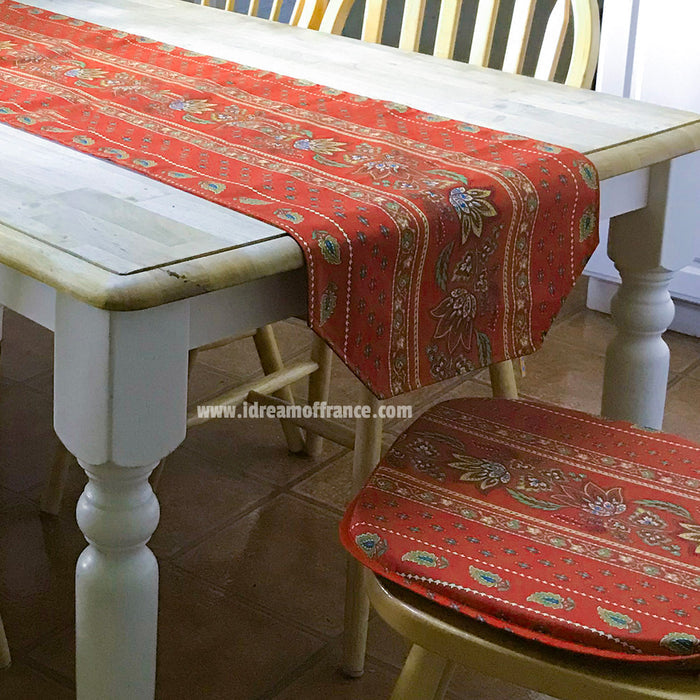 French chair pad - Acrylic coated cotton, Spill-proof - Reversible - Lisa red | Le Cluny