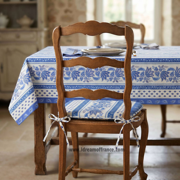 French chair pad - Acrylic coated cotton, Spill-proof - Reversible - Lisa white | Le Cluny