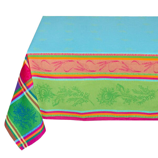 62" Square Cezanne Blue French Jacquard Tablecloth by L'Ensoleillade