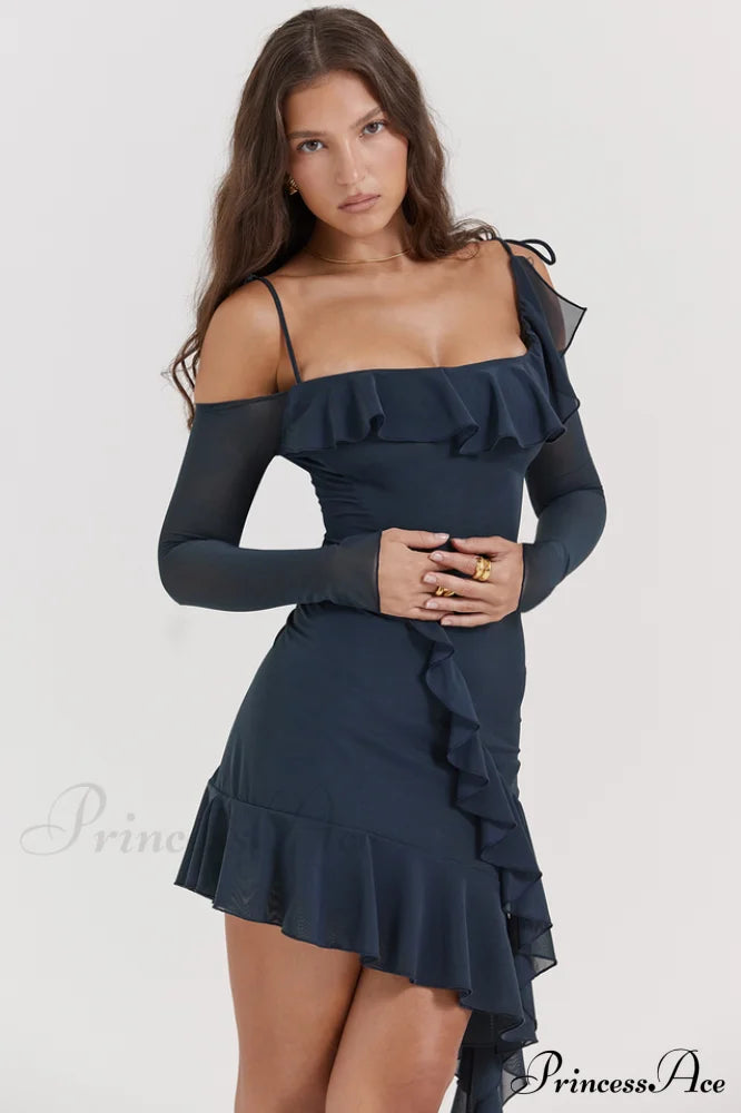 French Navy Ruffle Mini Dress | Dress In Beauty