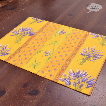French, Provence, authentic Lavender Yellow Coated Reversible Placemat by Le Cluny