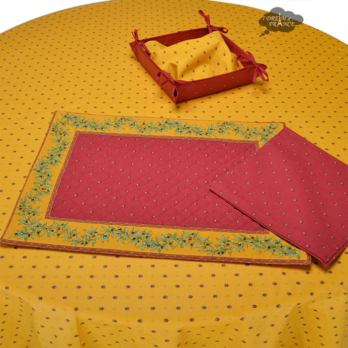 Calisson Red Quilted Deluxe Placemat by Tissus Toselli