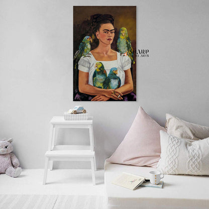 Frida Kahlo Me And My Parrot Canvas Wall Art