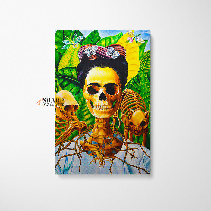 Frida Kahlo Skull Portrait Canvas Wall Art