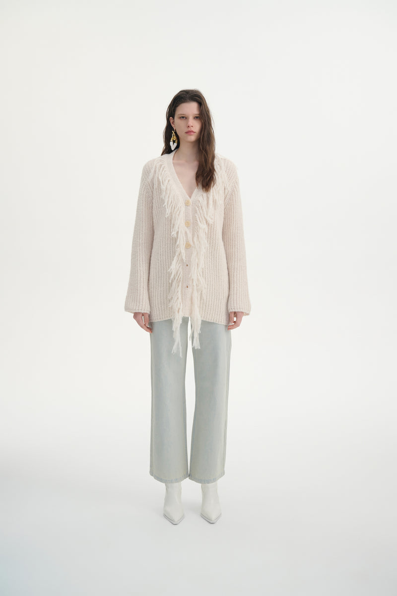 Fringed oversized cardigan