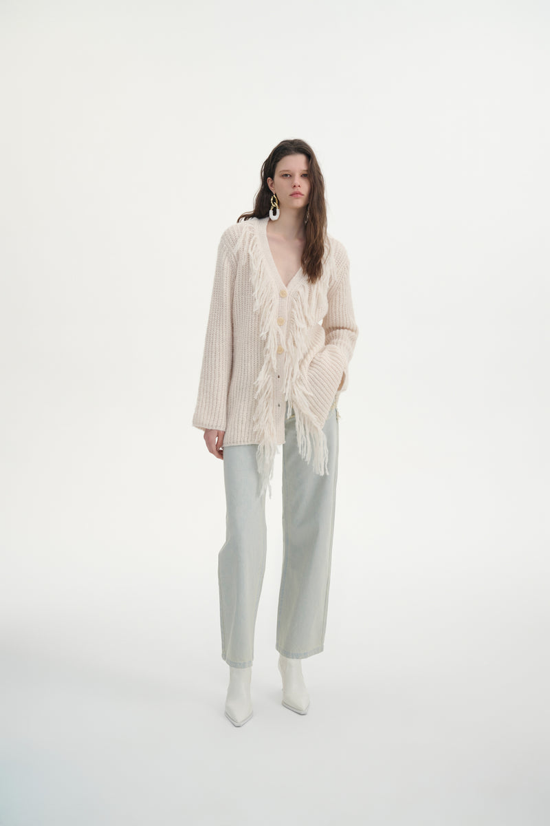 Fringed oversized cardigan