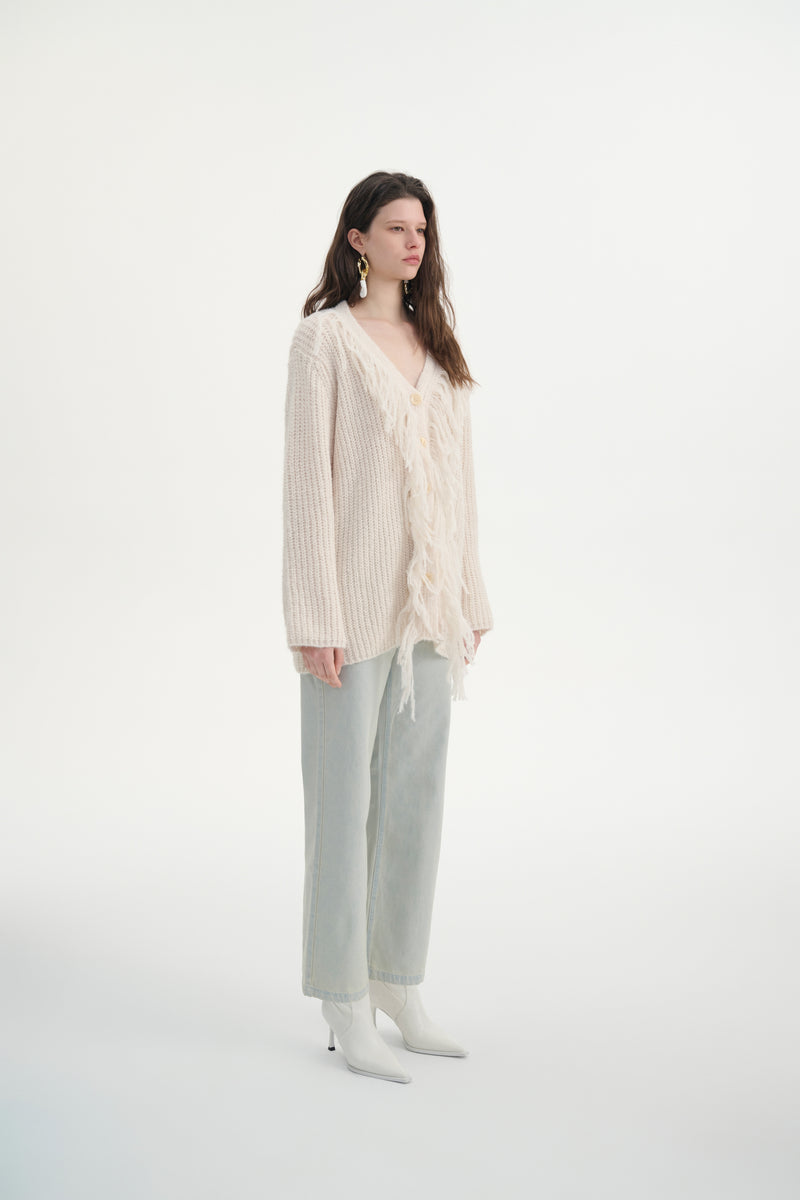 Fringed oversized cardigan