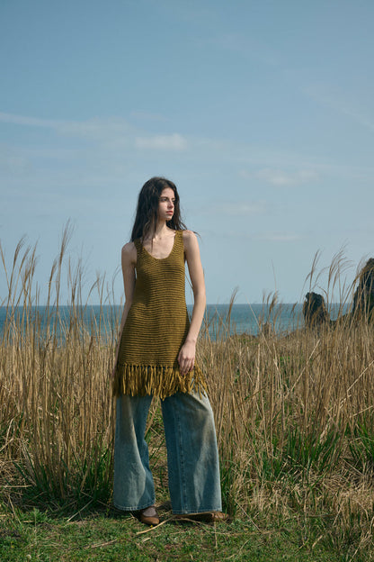 Fringed side slit vest