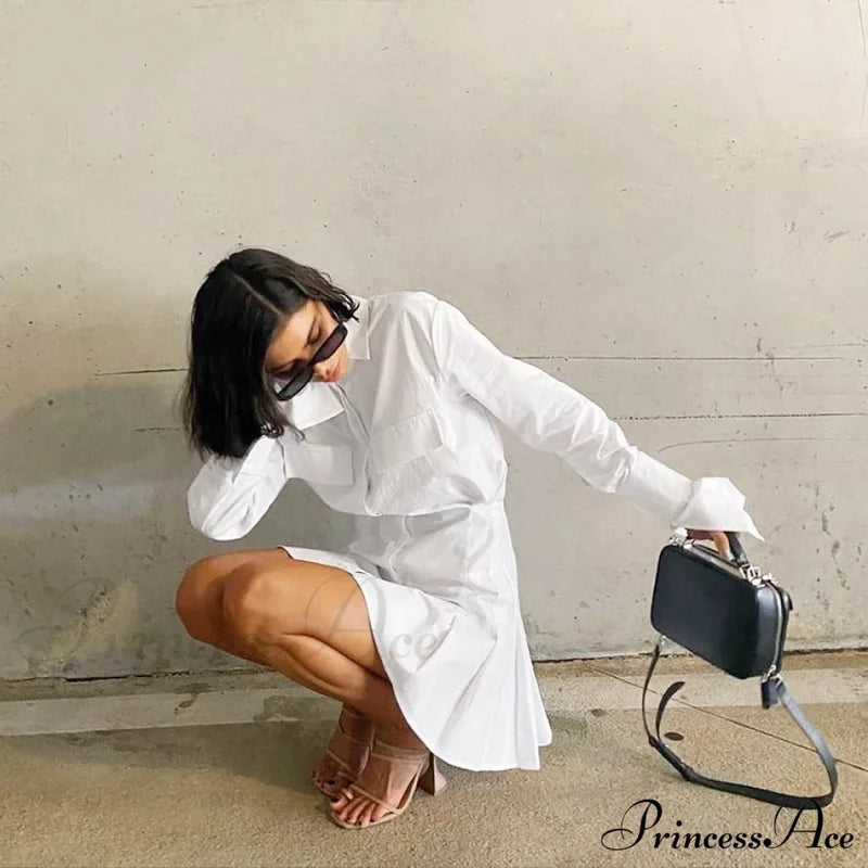 Gaby Elegant Shirt Dress White / L Dress