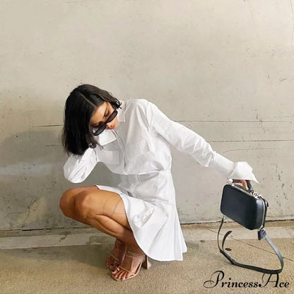 Gaby Elegant Shirt Dress White / L Dress