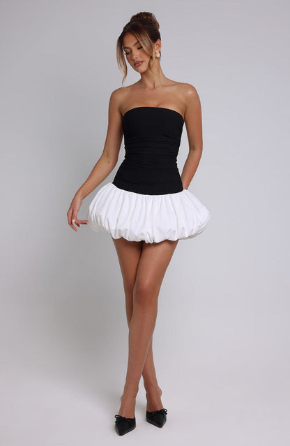 Gemma Mini Dress - Black/White Dress Babyboo Fashion Premium Exclusive Design