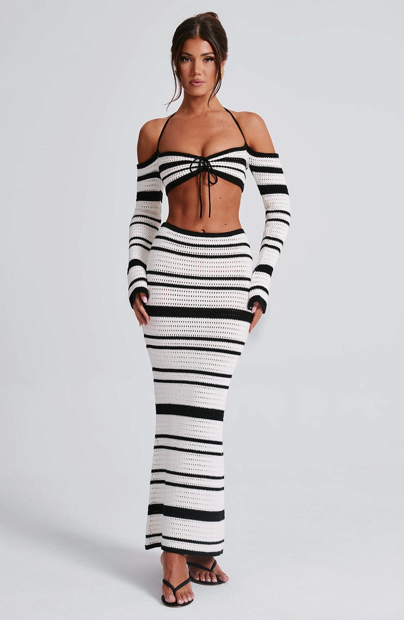 Georgia Maxi Skirt - Black/White Skirt Babyboo Fashion Premium Exclusive Design
