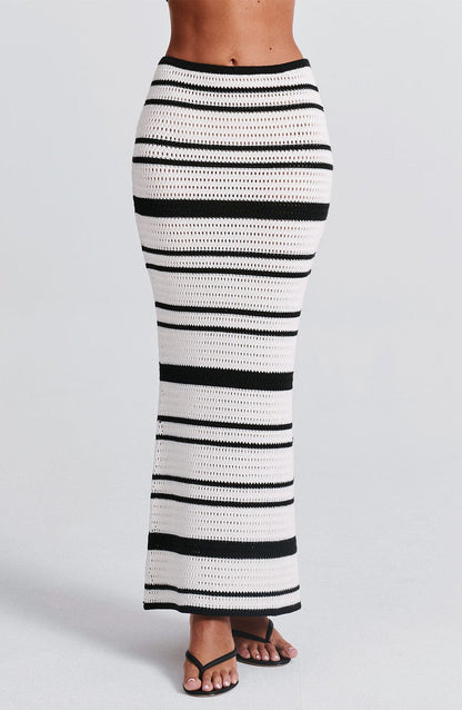 Georgia Maxi Skirt - Black/White Skirt Babyboo Fashion Premium Exclusive Design